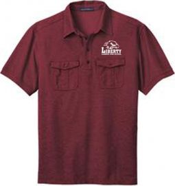 Oxford Pique Double Pocket Polo, Red/Mulberry